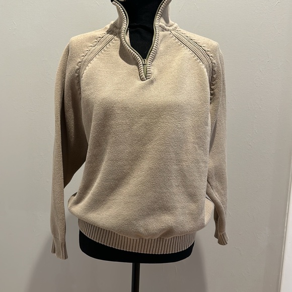 Vintage Oscar De La Renta Cream/Tan 1/4 Zip Sweater Size M/L - Picture 4 of 5